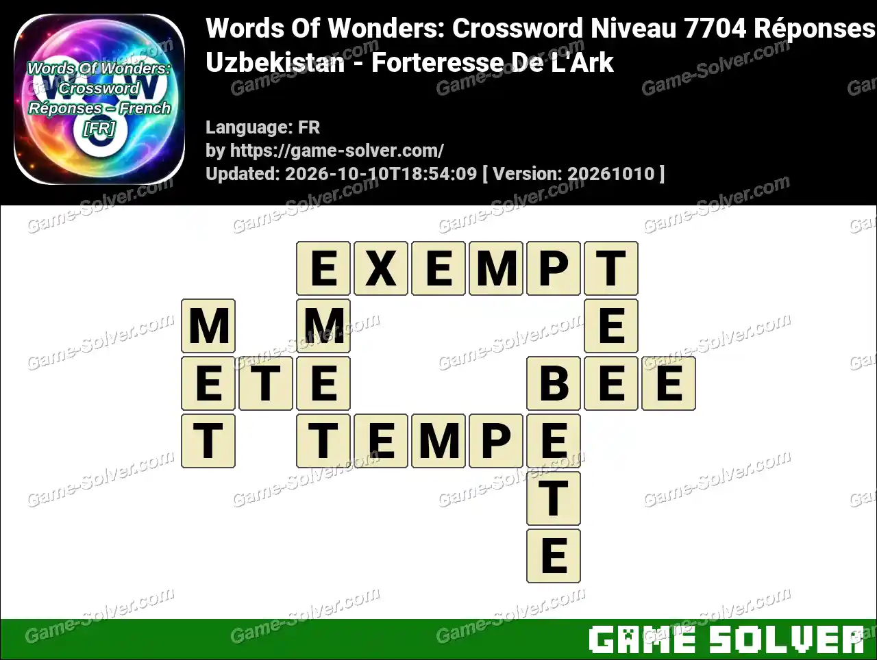 Words Of Wonders: Crossword Niveau 7704 Réponses – Uzbekistan – Forteresse De L’Ark